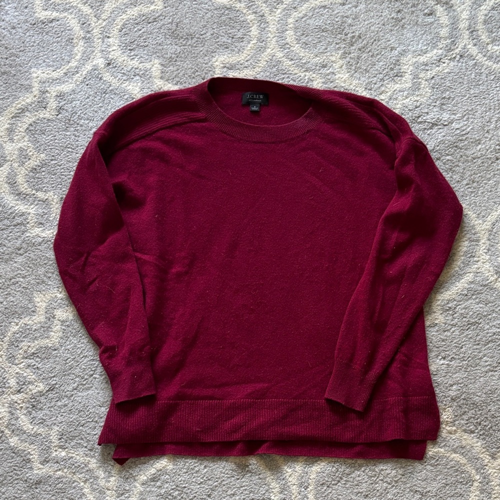 J. Crew Burgundy Cashmere Crewneck Sweater